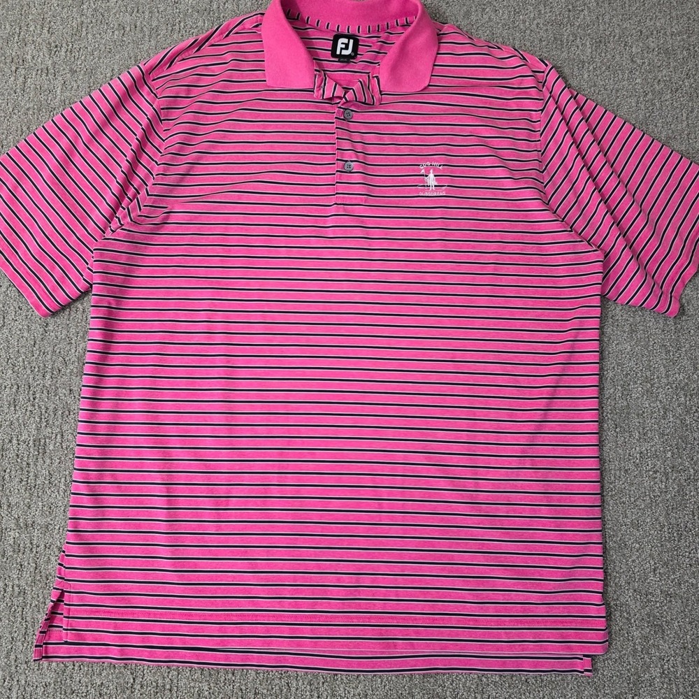 FootJoy FJ Golf Polo Mens XXL Pink Stripe Cog Hill Country Club EUC